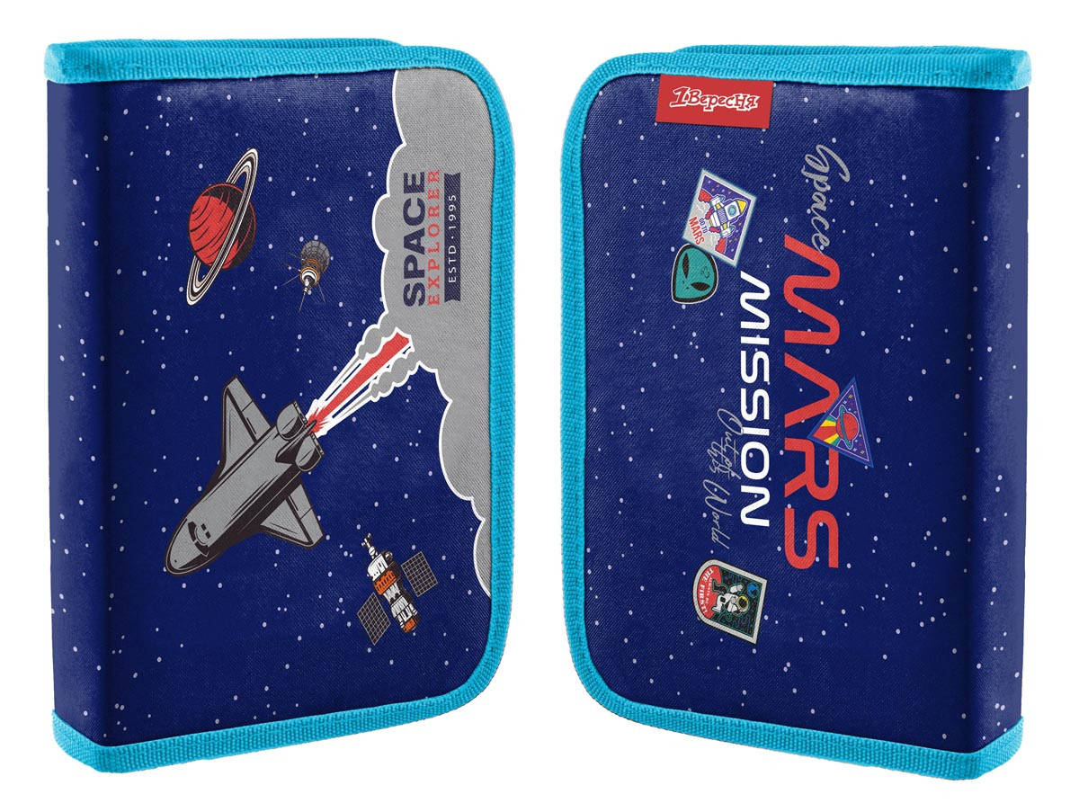 

Пенал-книжка твердый 1Вересня одинарный без клапана HP-02 Space синий (532944))