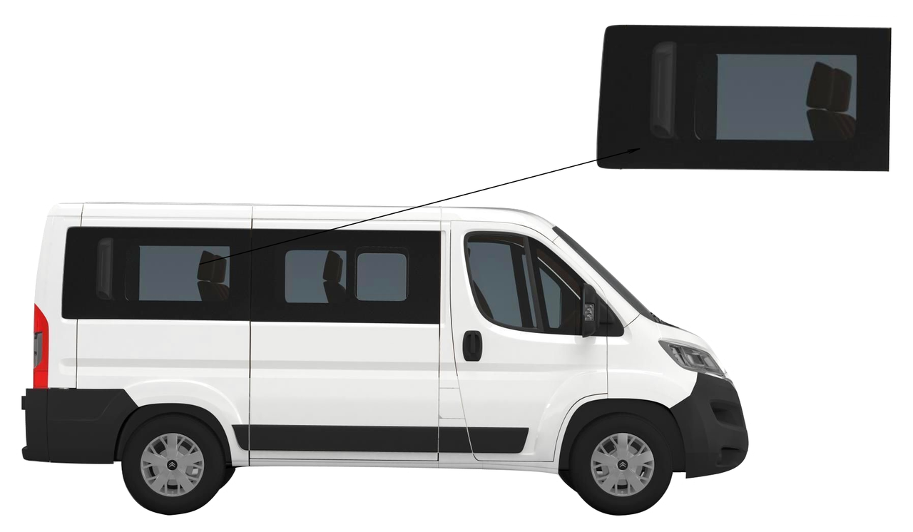 

Боковое стекло короткая база Citroen Jumper 2007-2019 заднее правое