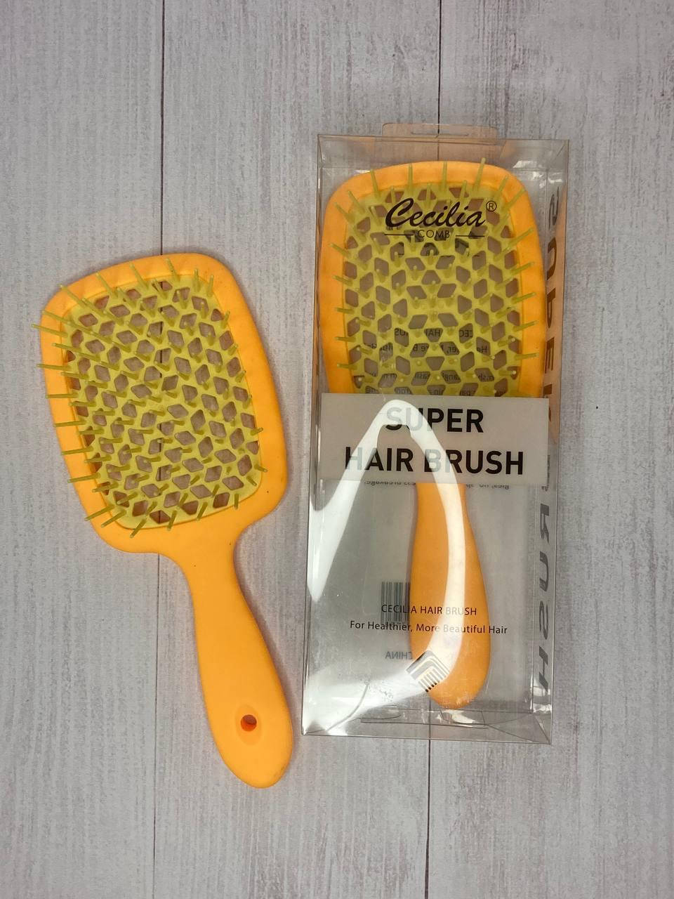 

Пластиковая массажная расческа щетка Cecilia Super Hair Brush с нейлоновыми зубчиками, Комбинированный цвет