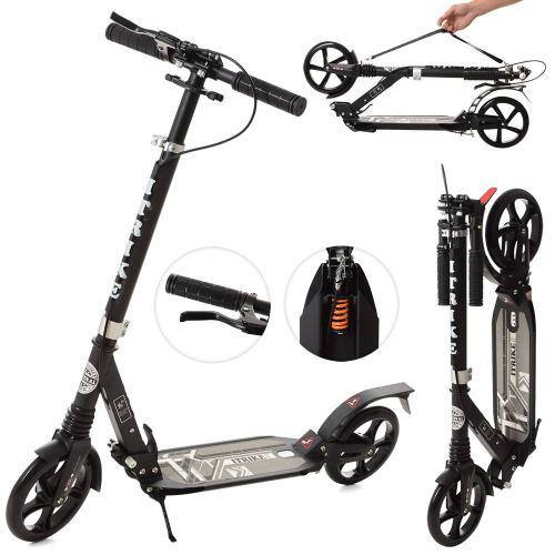 

Самокат SR 2-018-10-B взрос,алюм+сталь,кол2штПУ200мм,ручн.торм,замок,черный,кор-ке