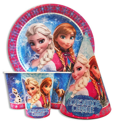 

Посуда одноразовая Холодное сердце 10 тарелок , 10 стаканчиков , 10 колпачков