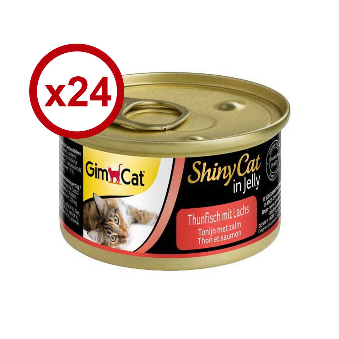 

GimCat Shiny Cat консервы для кошек 70г*24шт (лосось и тунец)