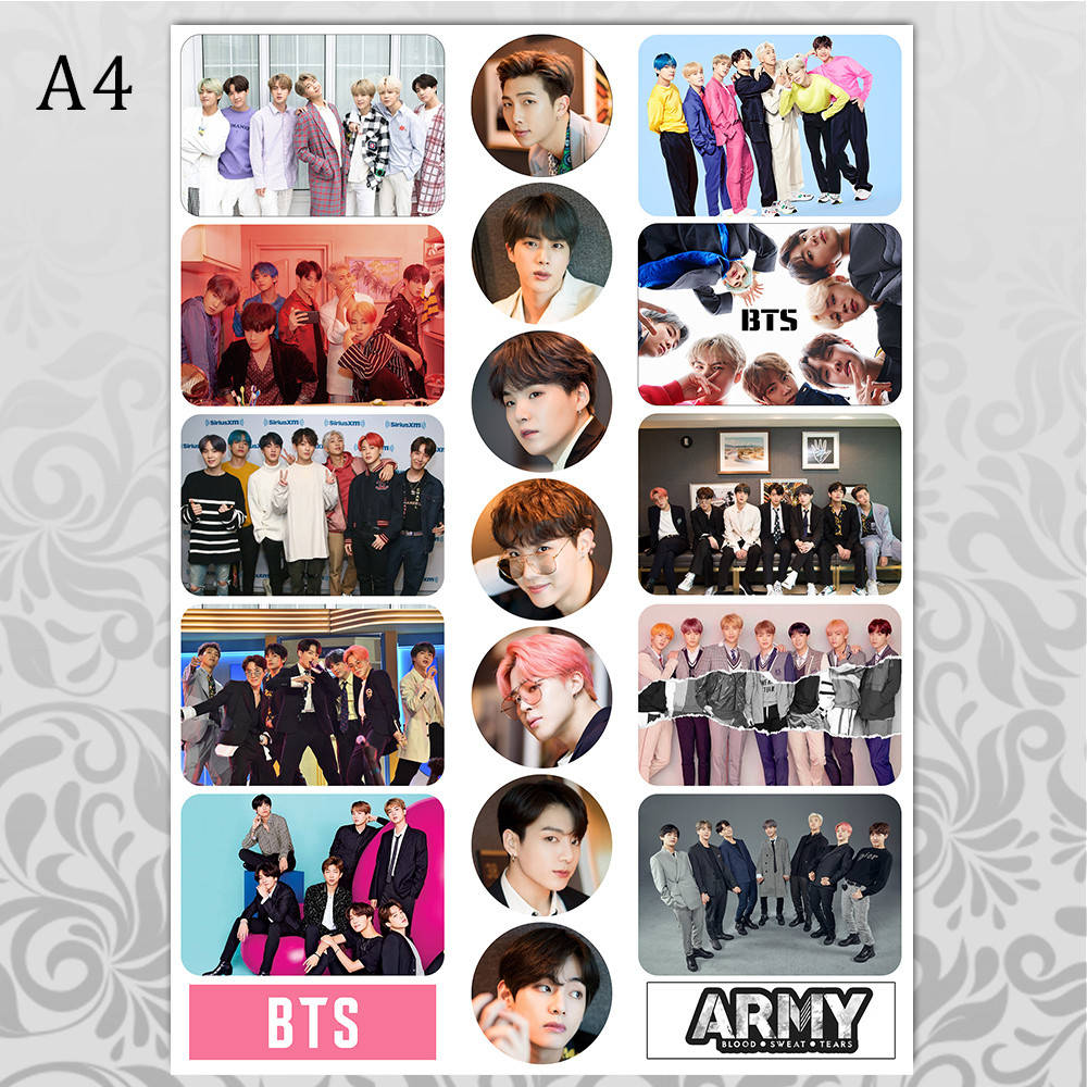 

Стикеры art BTS А4 без порезки 05, Разные цвета