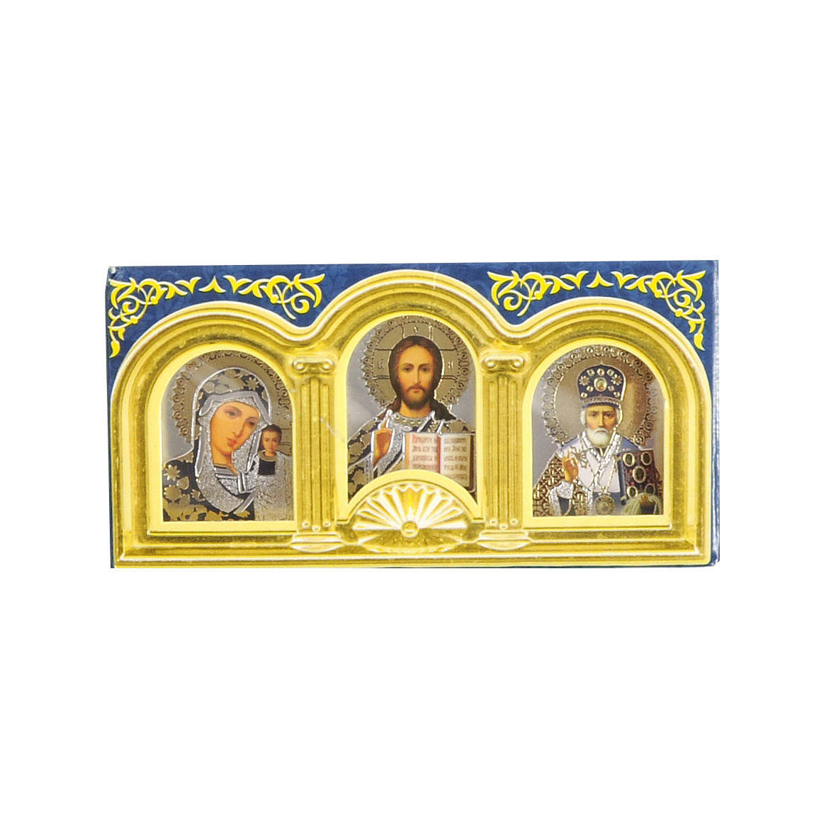 

Икона "Троица" для авто на скотче с золотыми арками в упаковке