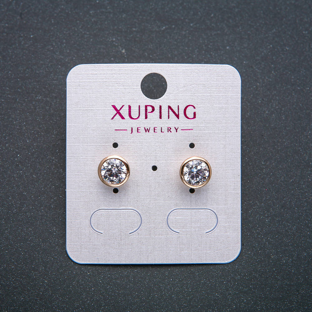 

Серьги Xuping гвоздики Позолота 18К с белым кристаллом d-8мм +-