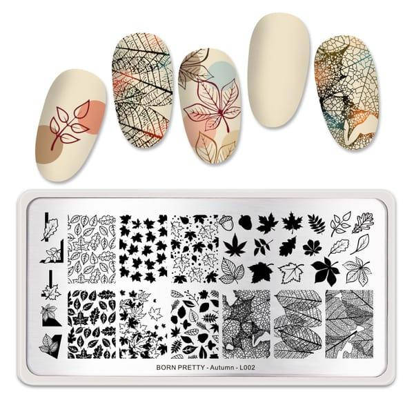 

Пластина для стемпинга Born Pretty Autumn L002 осень, осенние листочки, кленовый лист