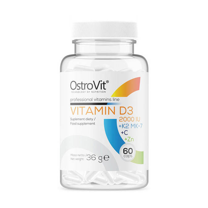 

OstroVit Vitamin D3 2000 IU + K2 MK-7 + VC + Zinc 60 caps