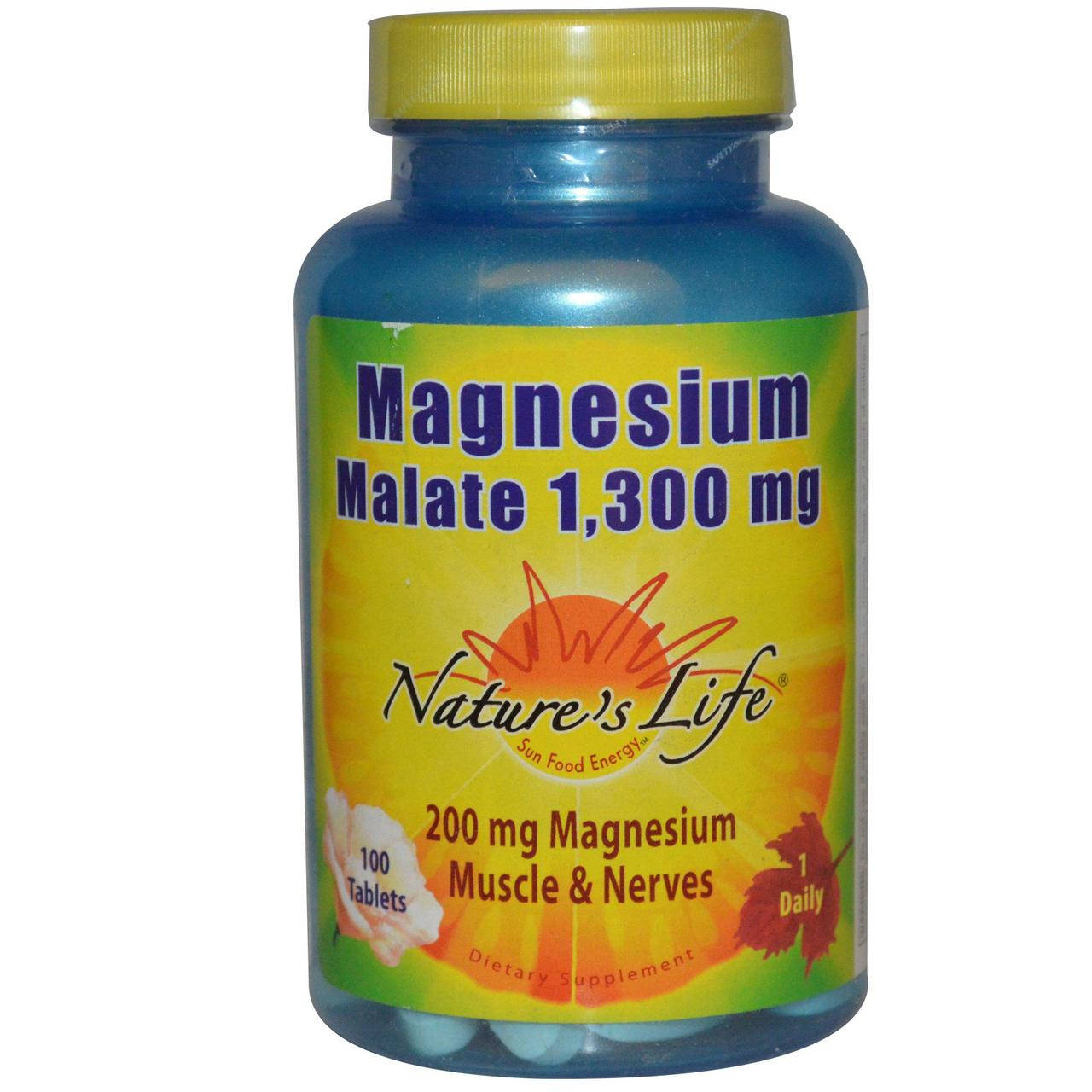 

Nature's Life, Magnesium Malate (Малат магния), 1300 мг, 100 таблеток