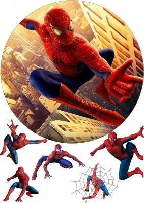 

Вафельна картинка для кондитерских виробів "Людина-Павук", (лист А4)