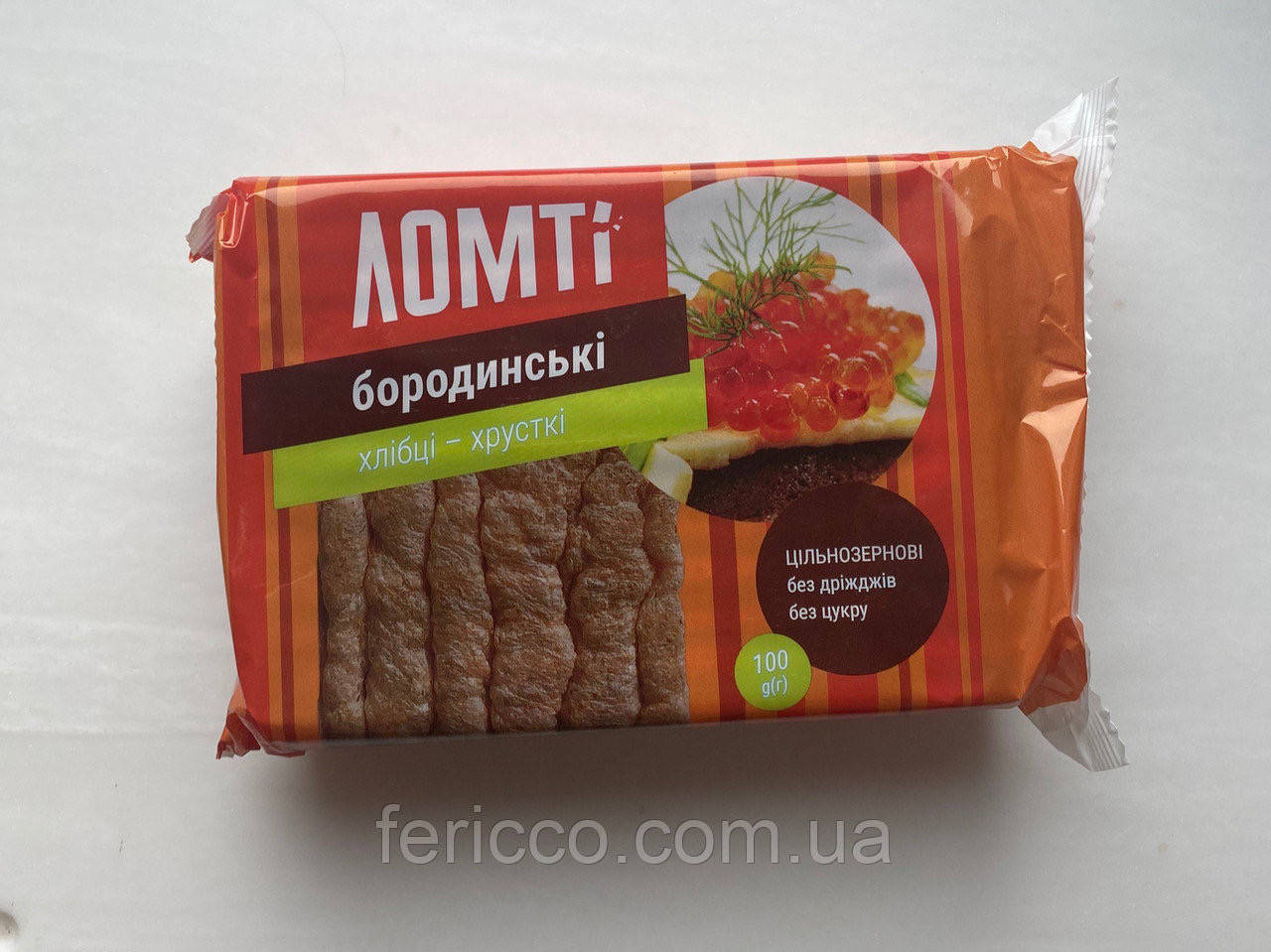 

Хлібці цільнозернові бородинські Ломті 100 г