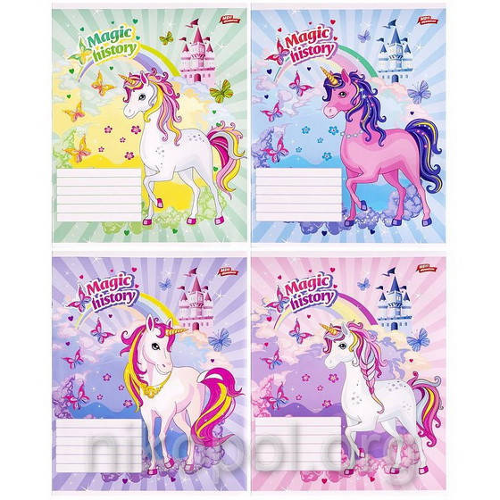 

Тетрадь школьная 12 листов в косую линию, серия "Единорог - магическая история", белизна 100%