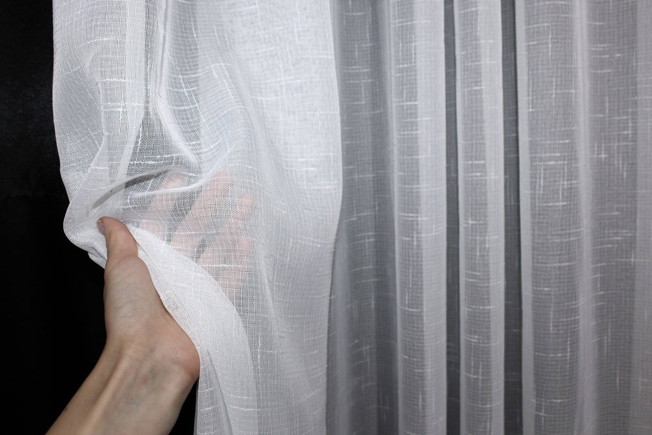 

Качественный тюль (гардина) из ткани лен. Цвет белый. Тюль в зал, спальню, гостиную