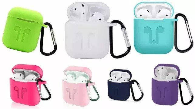 

Чехол для наушников AirP0ds Case Silicone White + карабин, Белый