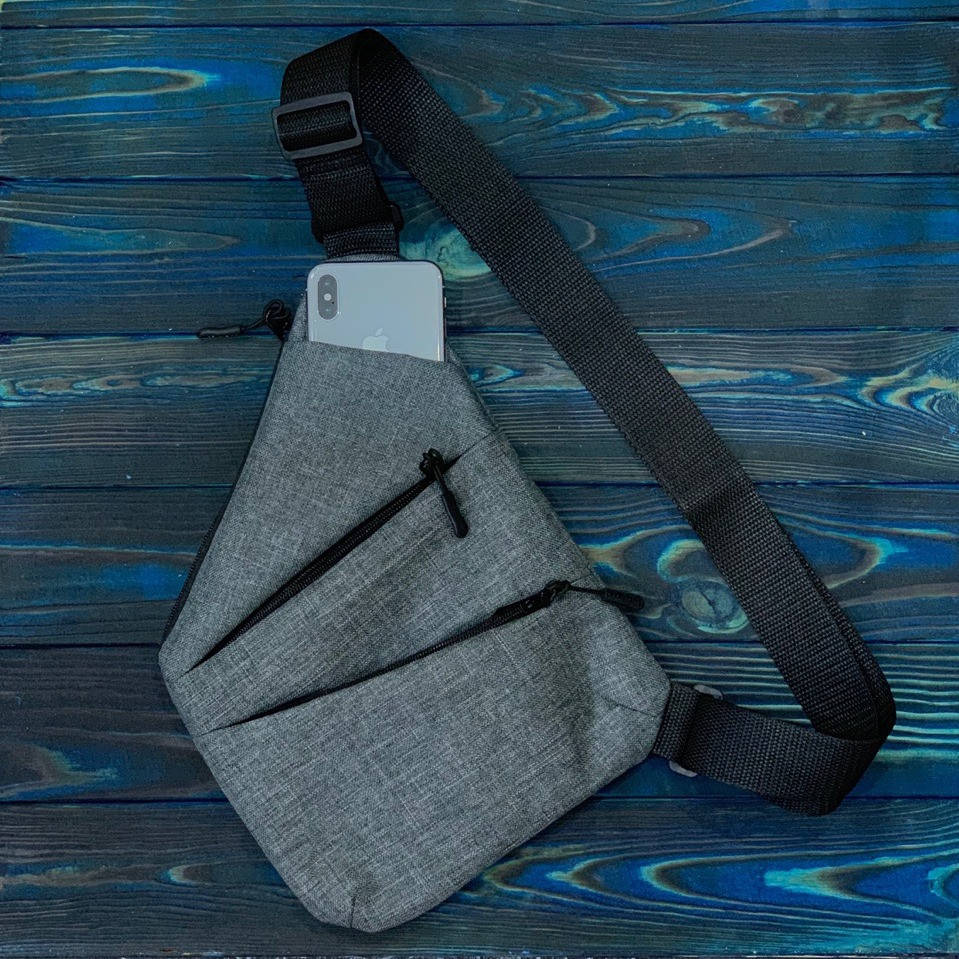 

Сумка-мессенджер мужская / через плечо / барсетка серая, Серый