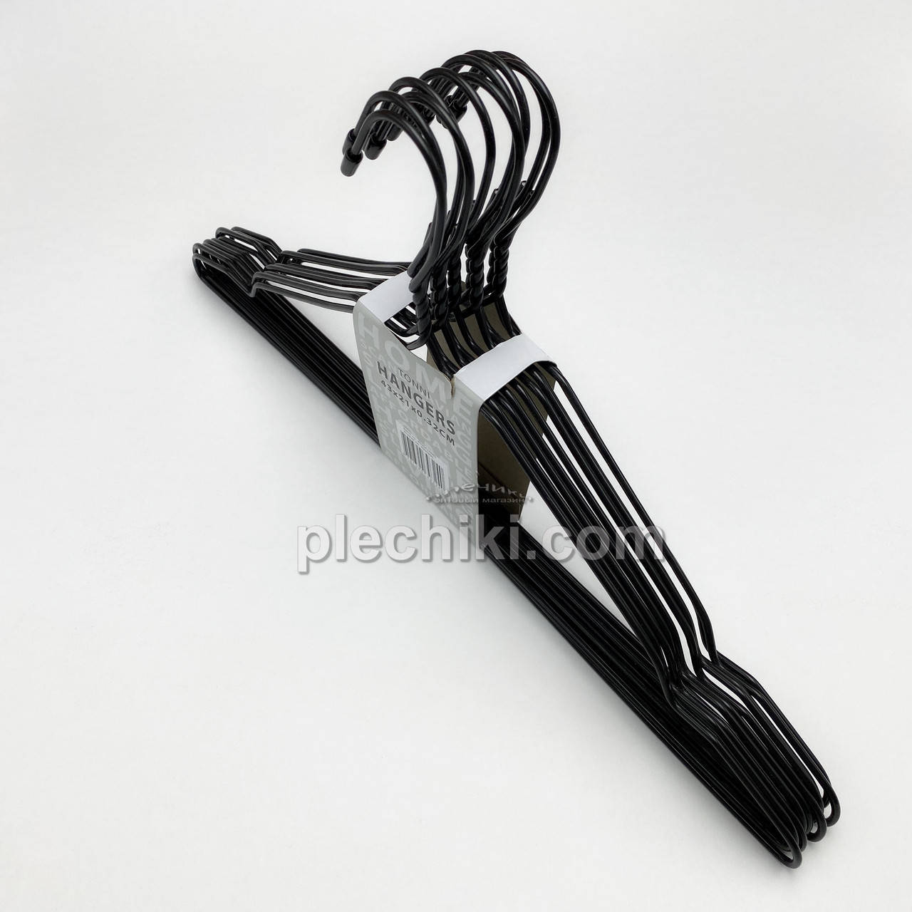 

Вешалки плечики металлические 10 шт. в полиэтиленовом покрытии чёрного цвета, Черный