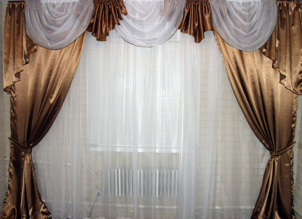 

Комплект ламбрекен с портьерами 2,8-3м. Модель №58 Коричневый