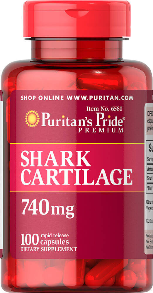 

Хондропротектор, Shark Cartilage, Puritan's Pride, 740 мг, 100 капсул