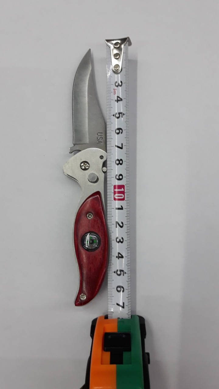 

Нож выкидной с кнопкой и компасом, Серебристый