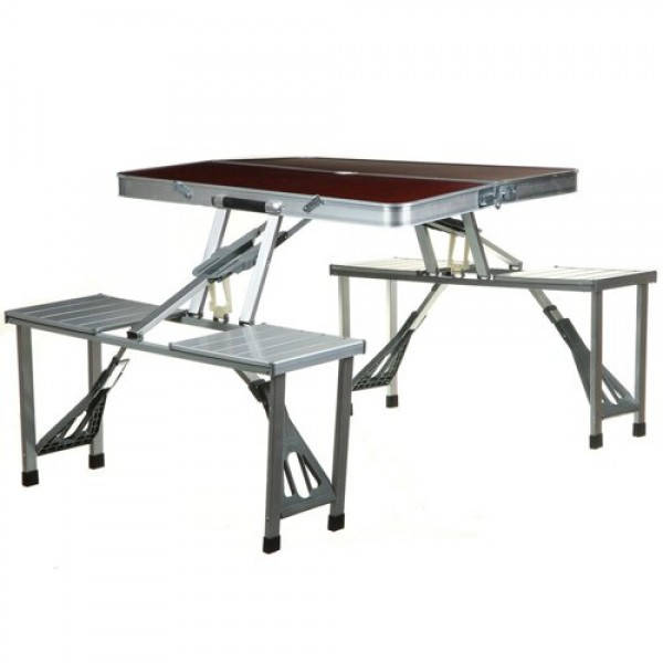 

Стол для пикника раскладной складной туристический со стульями алюминиевый Picnic Table 65х85х65 см Коричневый