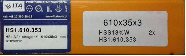 

Ножі стругальні HSS 610х35х3 W18%