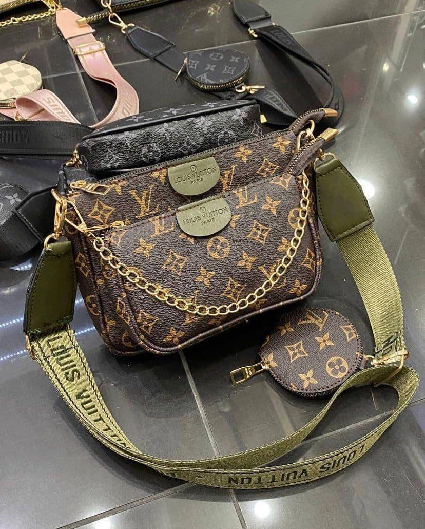 

Сумка коричневая женская Louis Vuitton Multi Pochette 3 в1 Клатч Сумка маленькая Луи Витон Кросс-боди, Коричневый