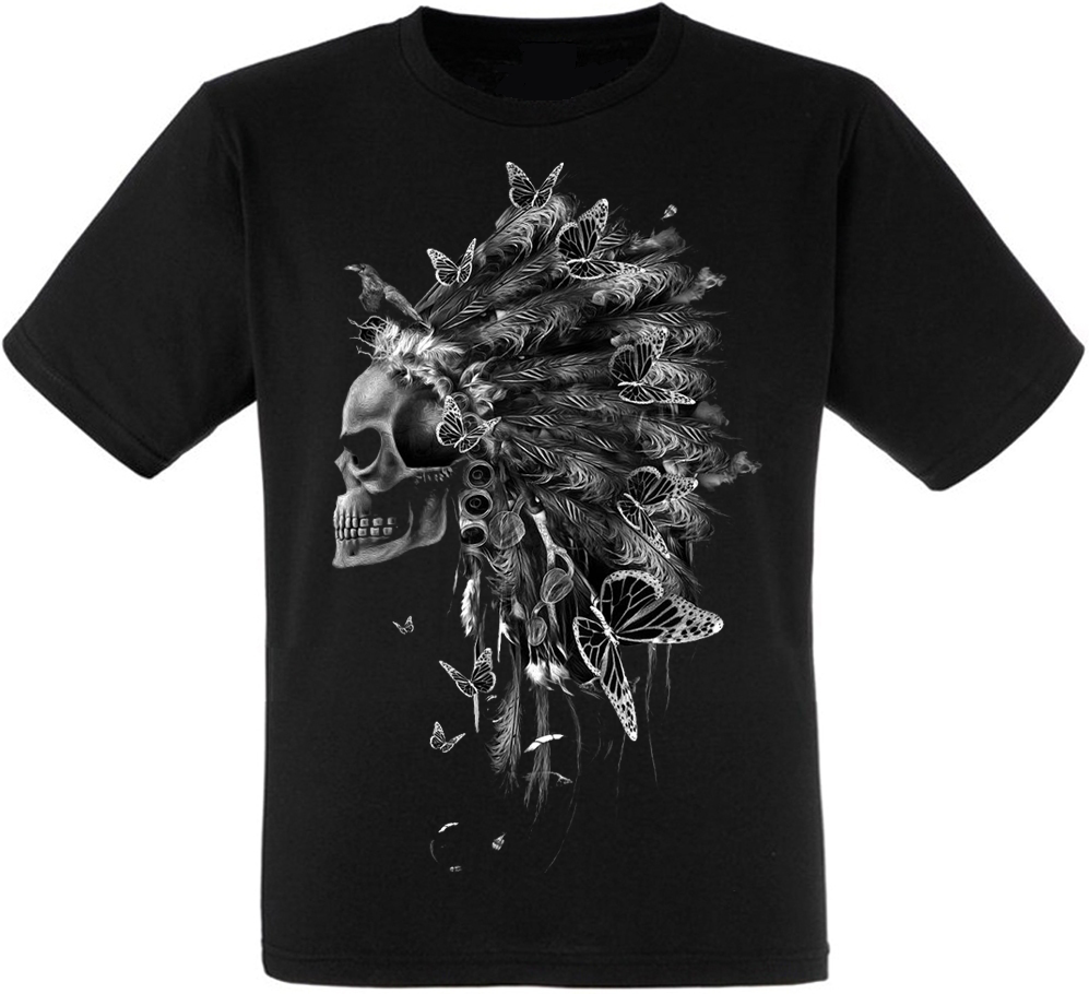 

Футболка Indian Skull With Butterflies XXL
