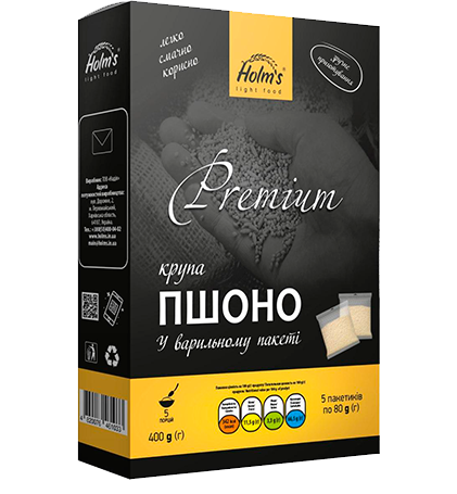 

Крупа пшено ТМ «Holm’s» — варочный пакет в картонной упаковке 400 г
