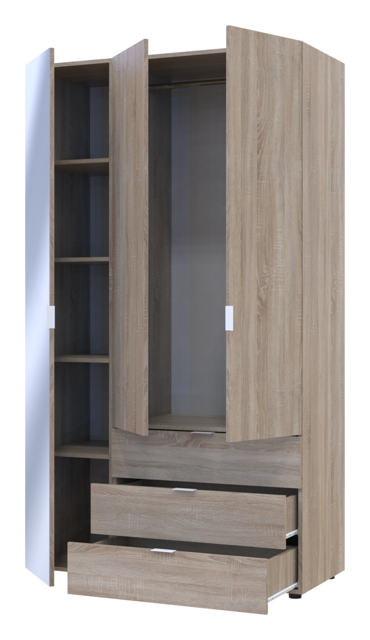 Шафа для одягу Doros Гелар Дуб сонома 2ДСП/Дзеркало 116.5х49.5х203.4 (42002156) 2