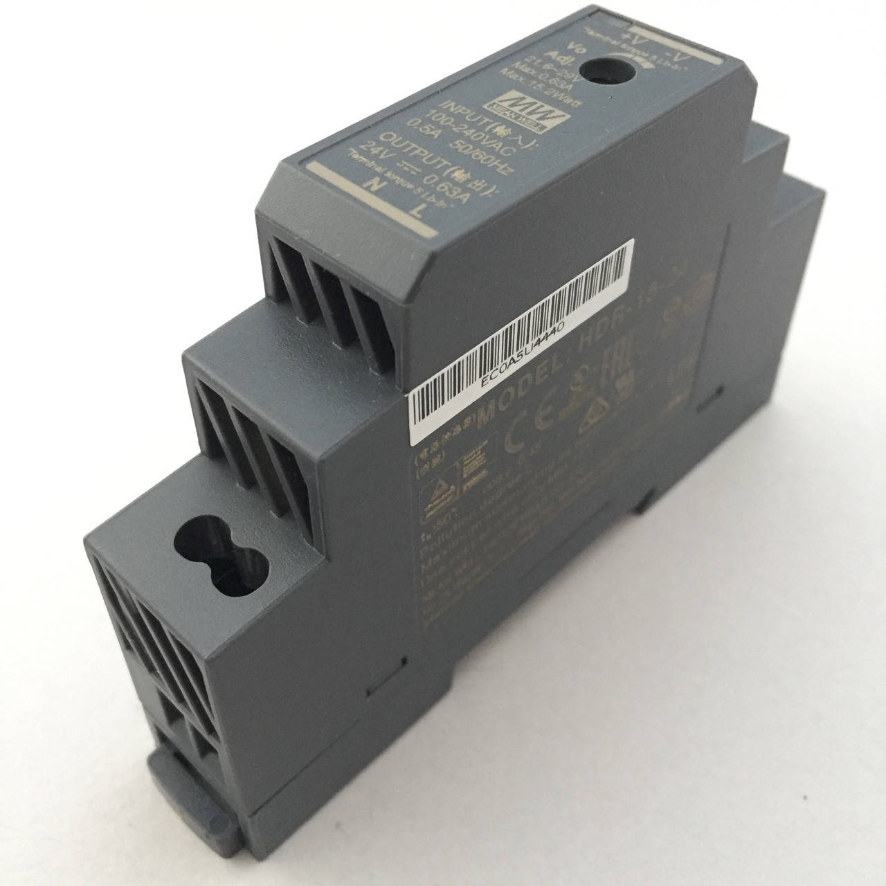 

Блок питания на дин рейку 24В 15Вт MEANWELL HDR-15-24. Блок питания 24В на DIN рейку.