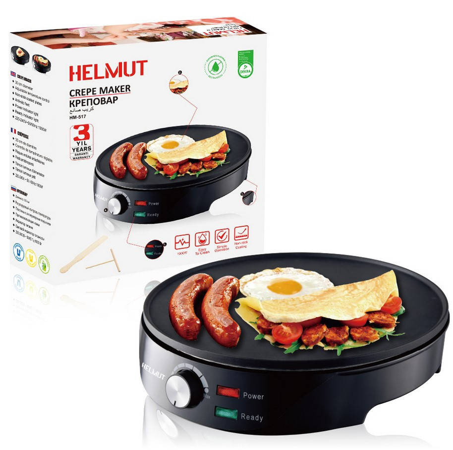 

Блинница электрическая Helmut HM-517 | Креповар | Электросковорода | Антипригарная сковорода для блинов -