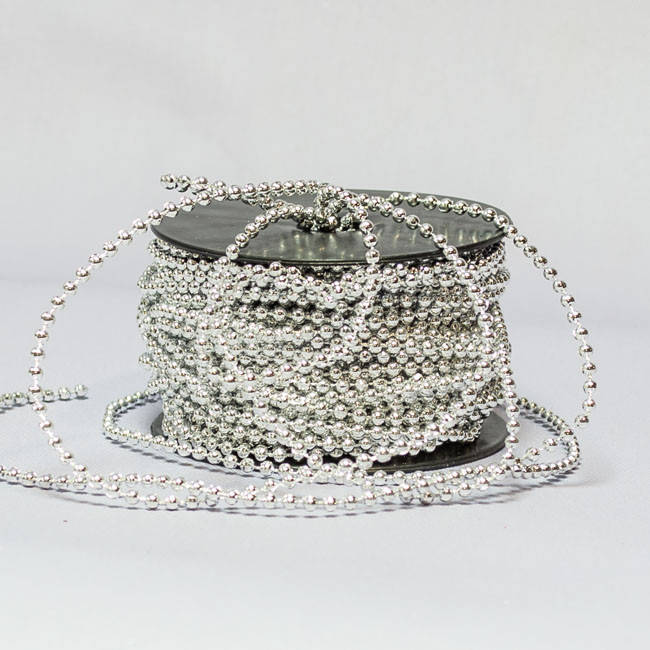 

Бусы декоративные серебро 3 мм за 1 м. ДД-59