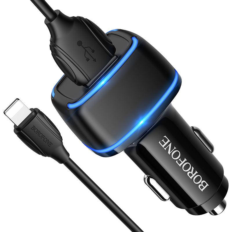 

Автомобільний зарядний пристрій Borofone BZ14 Max dual port Black, Черный