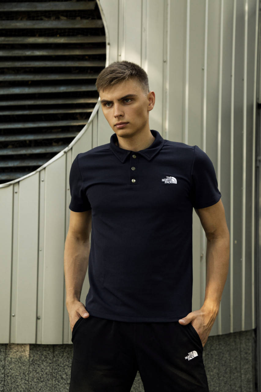 

Футболка Поло Мужская синяя в стиле The north Face (TNF) норс фейс спортивная летняя весенняя