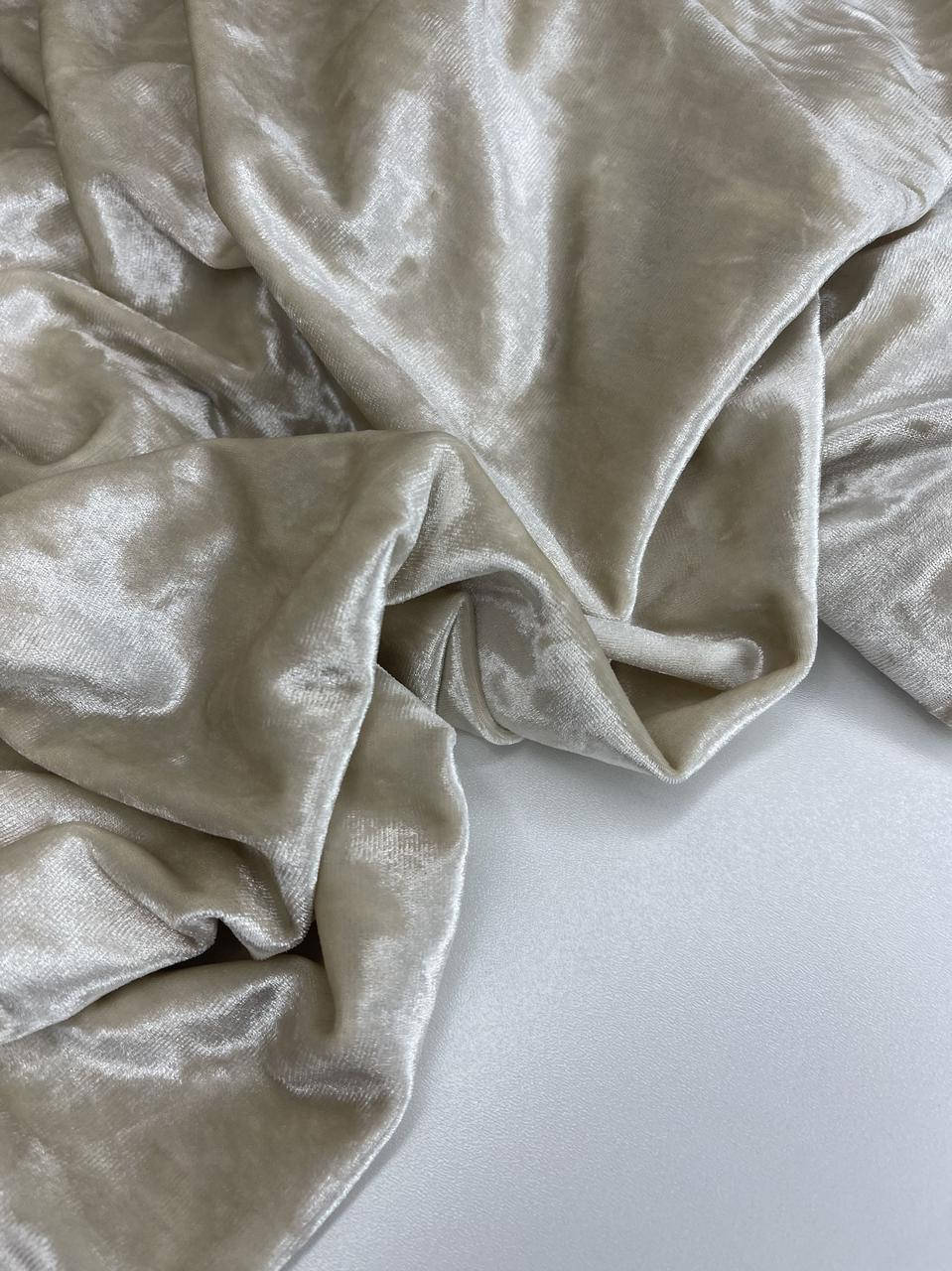 

Ткань мраморный велюр стрейч/ жемчужно-белый