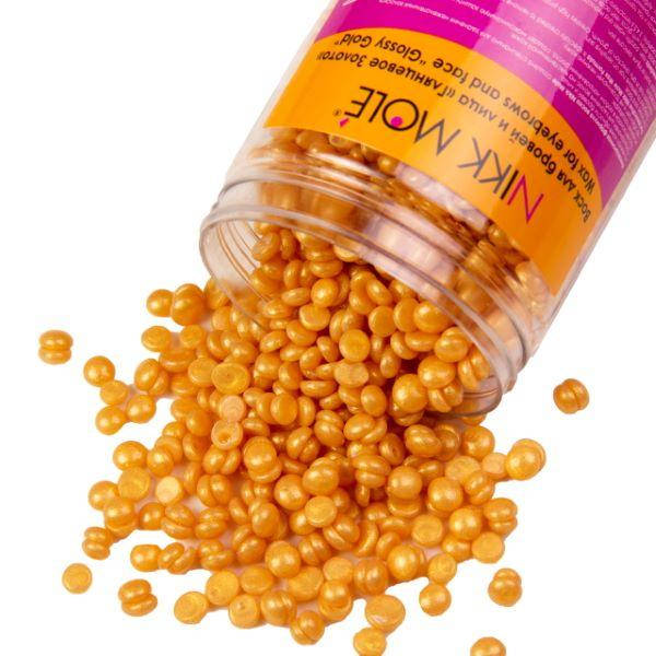 

Nikk Mole. Воск в гранулах для бровей и лица, 100гр. Glossy Gold (Глянцевое золото).