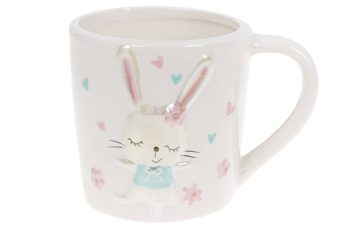 

Кружка керамическая с объемным рисунком Зайка, 360 мл, цвет - белый