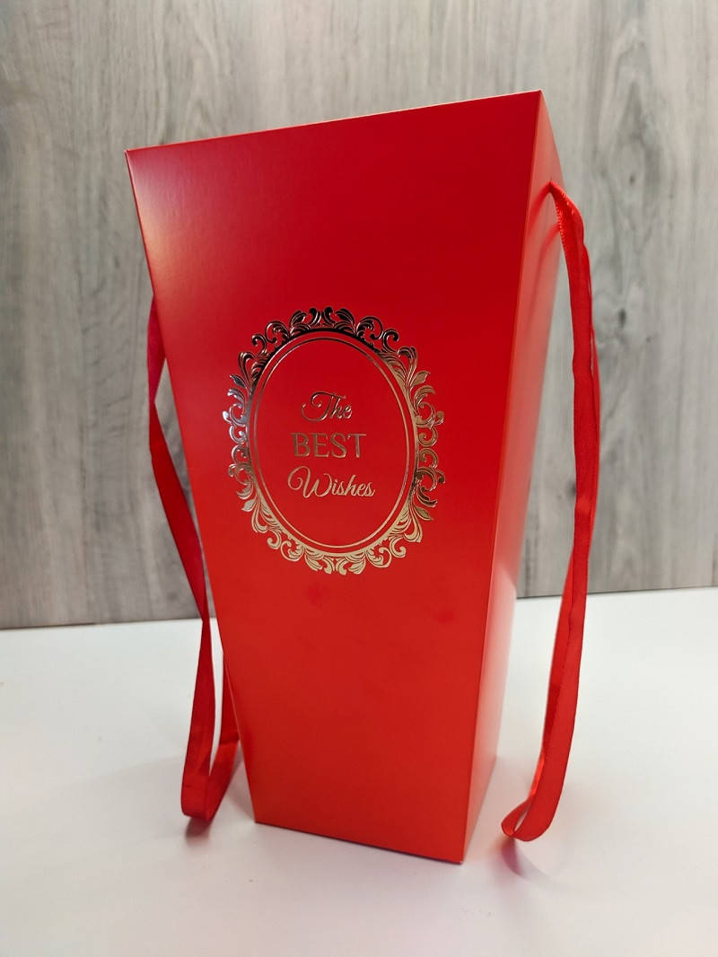 

Пакет для цветов и подарков высокий Красный