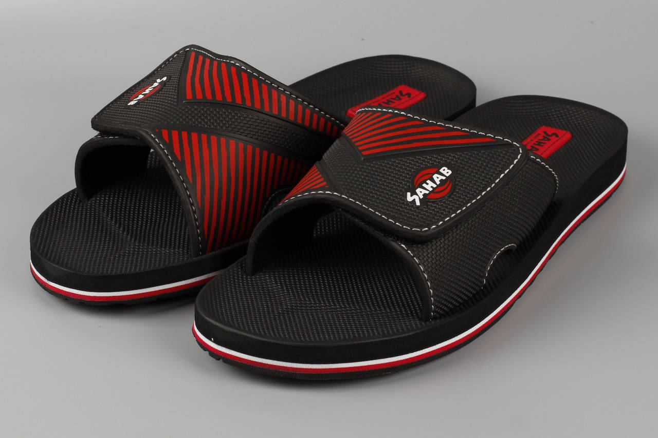 

Шлепанцы мужские на липучке черные Sahab Сахаб Размеры 12/42 13/43 14/44 15/45, Черный