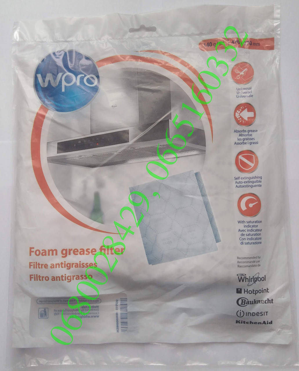 

Фильтр 470*970mm 140g/m² (унив.) для вытяжки "Whirpool 484000008526"