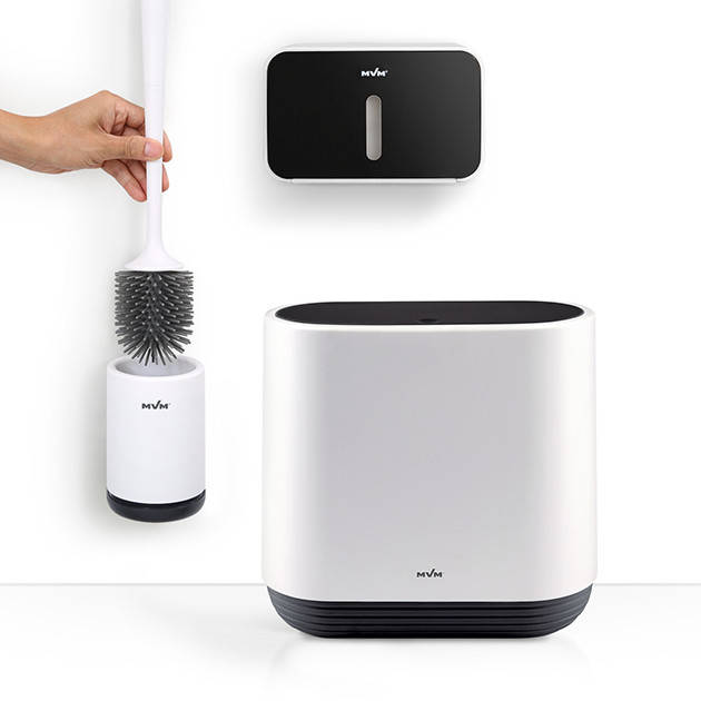 

Набір аксесуарів для санвузла MVM 5 (Йоржик + Відро + Тримач для туалетного паперу) білий/чорний