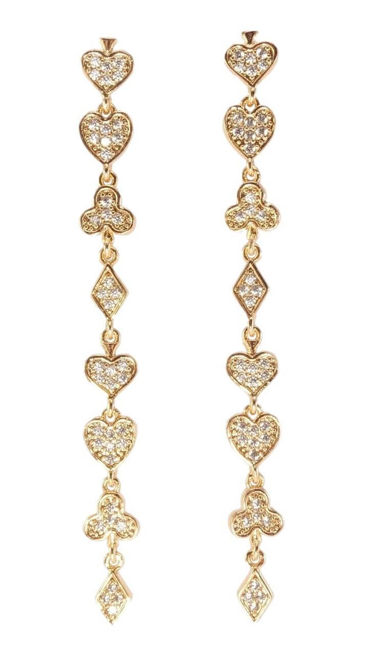 

Серьги Xuping Позолота 18K подвески на гвоздиках "Карточные масти с цирконием"