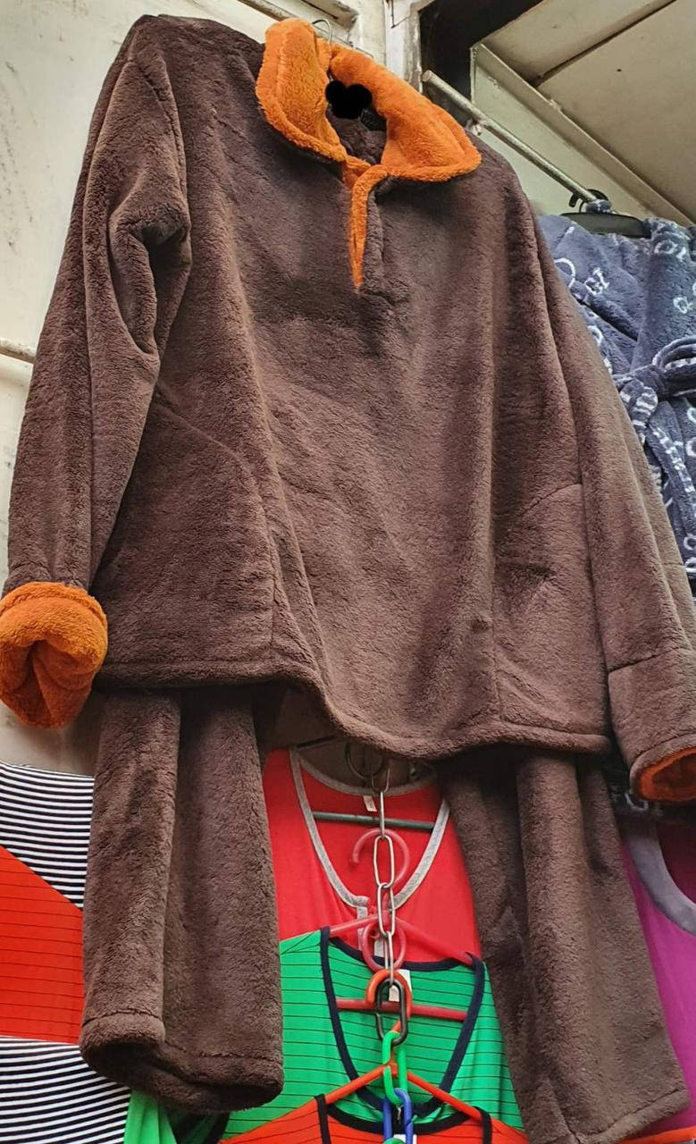 

Теплая стильная мужская махровая пижама большого размера