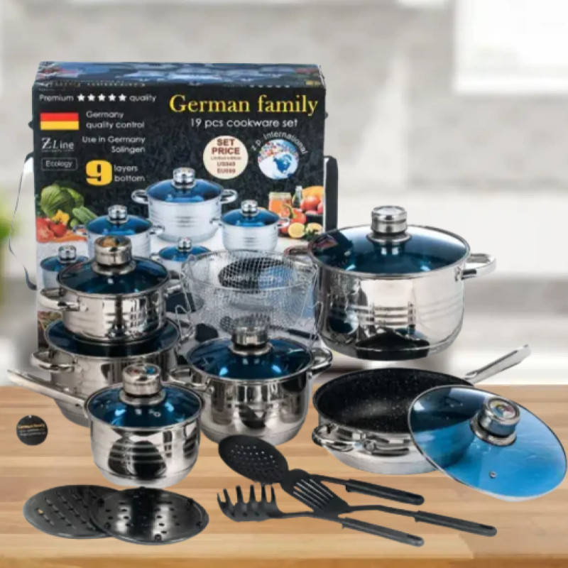 

Набор кухонной посуды из нержавеющей стали 18 предметов German Family Набор кастрюль для индукционной плиты, Белый