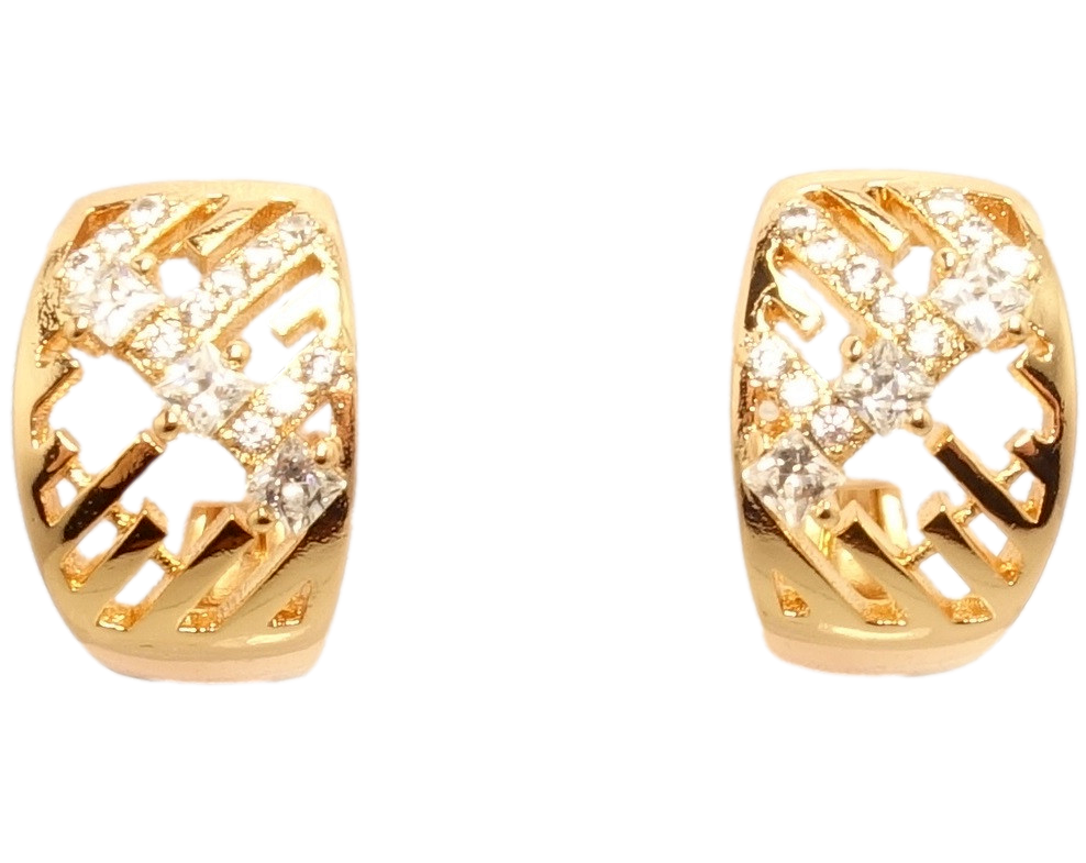 

Серьги Xuping Позолота 18K колечки "Декоративный орнамент с цирконием"