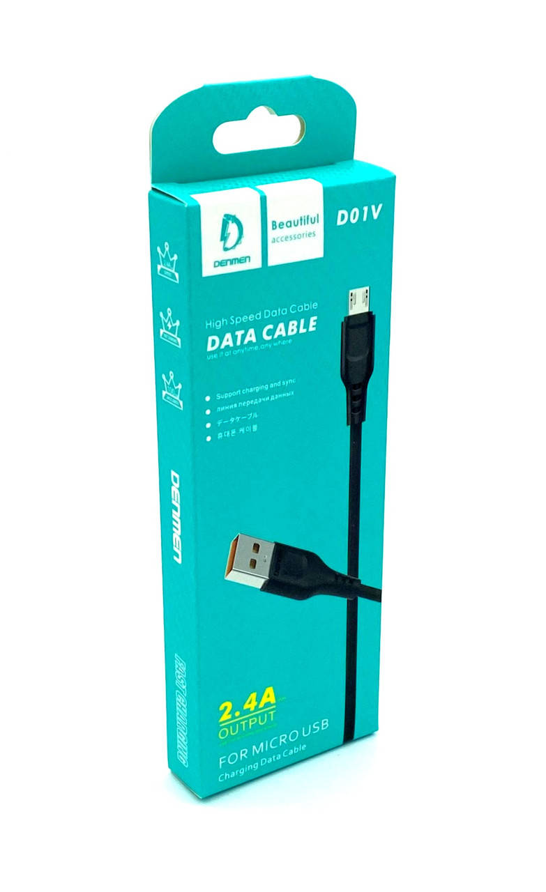 

Дата кабель DENMEN D01V Micro USB Black, Черный