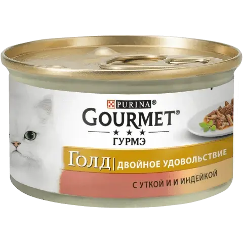 

Purina Gourmet Gold Пурина Гурмет Голд консервированный корм для кошек, с уткой и индейкой в соусе, 85 гр.