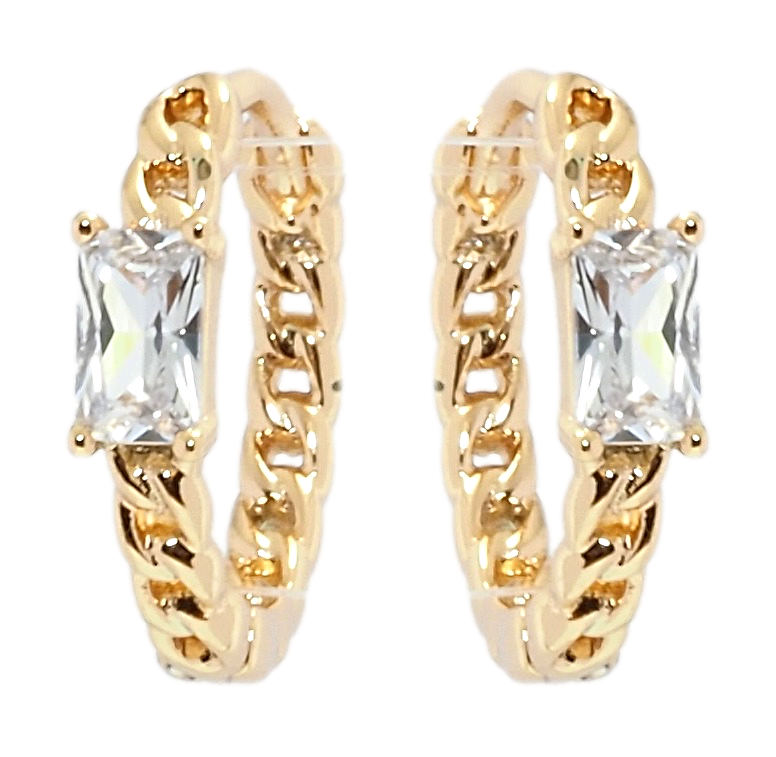 

Серьги Xuping Позолота 18K колечки "Узор цепочка с фианитом"