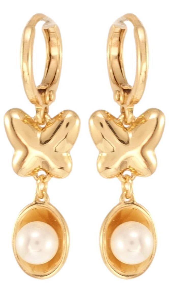 

Серьги Xuping Позолота 18K подвески "Бабочки с жемчужинами в подложках"