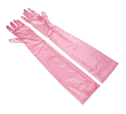 

Перчатки атласные розовые выше локтя, Розовый