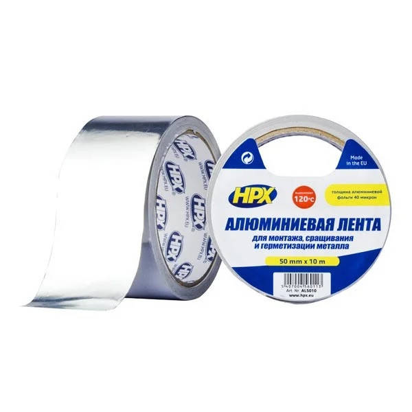 

Алюминиевая термостойкая клейкая лента (скотч) HPX (+120°С) 50 мм х 50 м (art. AL5050)